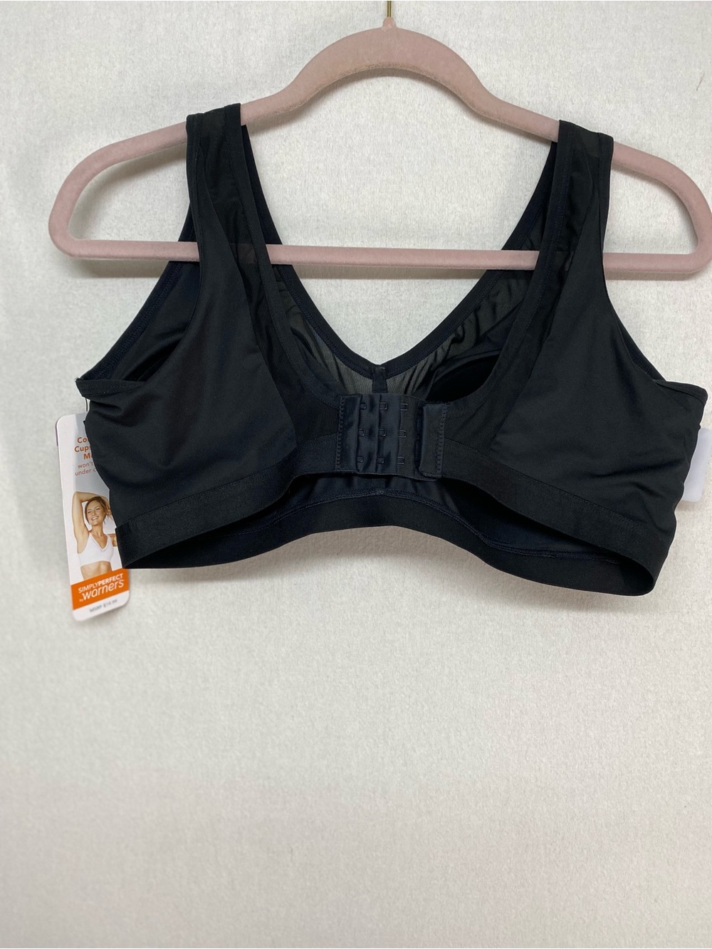 Warner's Simply Perfect Black Wireless Contour XL Bra Smooth Seamless Casual - Picture 2 of 8